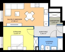 2 pokoje, mieszkanie 44,09 m², piętro 2, oferta nr A.A2.2.M10, Osiedle EMaya, Wrocław, Żerniki, Fabryczna, ul. Ernsta Maya