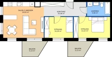3 pokoje, mieszkanie 64,10 m², piętro 1, oferta nr A.A2.1.M6, Osiedle EMaya, Wrocław, Żerniki, Fabryczna, ul. Ernsta Maya