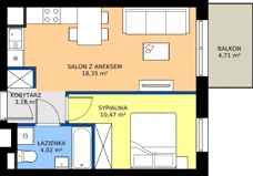 2 pokoje, mieszkanie 36,02 m², piętro 2, oferta nr B.B1.2.M24, Osiedle EMaya, Wrocław, Żerniki, Fabryczna, ul. Ernsta Maya
