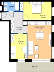3 pokoje, mieszkanie 67,96 m², piętro 1, oferta nr B.B1.1.M17, Osiedle EMaya, Wrocław, Żerniki, Fabryczna, ul. Ernsta Maya