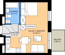 1 pokój, mieszkanie 29,33 m², piętro 1, oferta nr B.B3.1.M8, Osiedle EMaya, Wrocław, Żerniki, Fabryczna, ul. Ernsta Maya