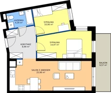 3 pokoje, mieszkanie 64,29 m², piętro 1, oferta nr B.B1.1.M16, Osiedle EMaya, Wrocław, Żerniki, Fabryczna, ul. Ernsta Maya