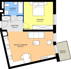 2 pokoje, mieszkanie 56,75 m², piętro 1, oferta nr B.B2.1.M8, Osiedle EMaya, Wrocław, Żerniki, Fabryczna, ul. Ernsta Maya