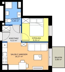 2 pokoje, mieszkanie 33,10 m², piętro 2, oferta nr B.B3.2.M14, Osiedle EMaya, Wrocław, Żerniki, Fabryczna, ul. Ernsta Maya