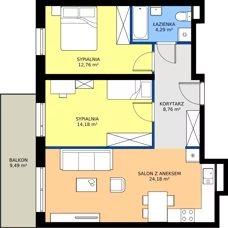 3 pokoje, mieszkanie 64,17 m², piętro 1, oferta nr B.B2.1.M10, Osiedle EMaya, Wrocław, Żerniki, Fabryczna, ul. Ernsta Maya