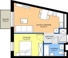 2 pokoje, mieszkanie 41,04 m², parter, oferta nr B.B2.0.M5, Osiedle EMaya, Wrocław, Żerniki, Fabryczna, ul. Ernsta Maya