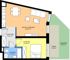 2 pokoje, mieszkanie 48,42 m², parter, oferta nr B.B2.0.M2, Osiedle EMaya, Wrocław, Żerniki, Fabryczna, ul. Ernsta Maya