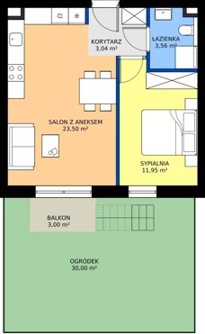 2 pokoje, mieszkanie 42,05 m², parter, oferta nr 03, Traugutta Wołomin, Wołomin, ul. Traugutta