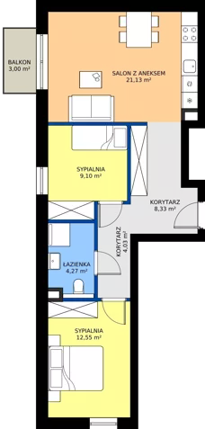 3 pokoje, mieszkanie 59,41 m², piętro 1, oferta nr 17, Traugutta Wołomin, Wołomin, ul. Traugutta