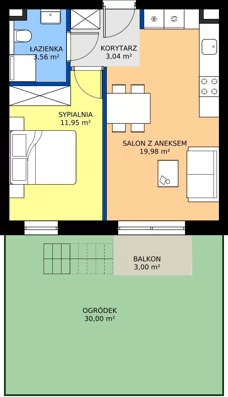 2 pokoje, mieszkanie 38,53 m², parter, oferta nr 02, Traugutta Wołomin, Wołomin, ul. Traugutta