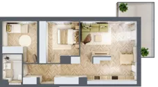 3 pokoje, mieszkanie 64,19 m², piętro 1, oferta nr B.P1.26, Mirabelki 5, Warszawa, Białołęka, Brzeziny, ul. Mirabelki 5