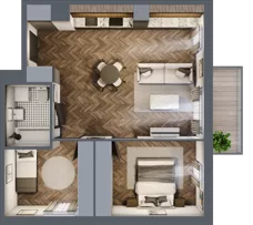 3 pokoje, mieszkanie 57,27 m², piętro 1, oferta nr B.1.34, Jabłonova Bud. B, Piaseczno, ul. Jabłoniowa