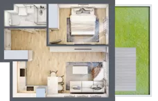2 pokoje, mieszkanie 40,68 m², parter, oferta nr A0.04, Osiedle Kwiatowe, Mysłowice, ul. Kwiatowa
