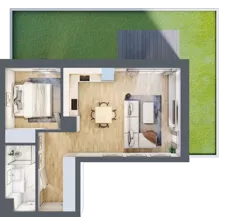 2 pokoje, mieszkanie 44,51 m², parter, oferta nr A0.07, Osiedle Kwiatowe, Mysłowice, ul. Kwiatowa