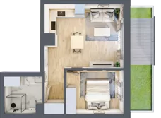 2 pokoje, mieszkanie 36,56 m², piętro 2, oferta nr A2.08, Osiedle Kwiatowe, Mysłowice, ul. Kwiatowa