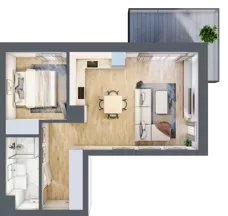 2 pokoje, mieszkanie 44,51 m², piętro 2, oferta nr A2.07, Osiedle Kwiatowe, Mysłowice, ul. Kwiatowa
