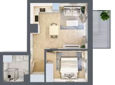 2 pokoje, mieszkanie 36,56 m², piętro 2, oferta nr A2.08, Osiedle Kwiatowe, Mysłowice, ul. Kwiatowa