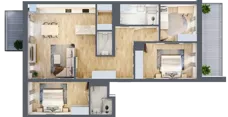 4 pokoje, mieszkanie 100,34 m², piętro 4, oferta nr A4.02, Osiedle Kwiatowe, Mysłowice, ul. Kwiatowa