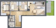 4 pokoje, mieszkanie 65,74 m², piętro 1, oferta nr B1.05, Osiedle Kwiatowe, Mysłowice, ul. Kwiatowa
