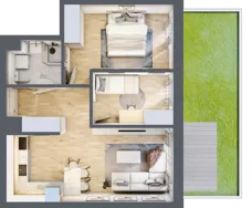 3 pokoje, mieszkanie 51,63 m², parter, oferta nr B0.07, Osiedle Kwiatowe, Mysłowice, ul. Kwiatowa
