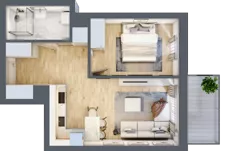 2 pokoje, mieszkanie 44,06 m², piętro 1, oferta nr B1.01, Osiedle Kwiatowe, Mysłowice, ul. Kwiatowa