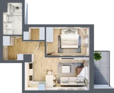 2 pokoje, mieszkanie 43,92 m², piętro 1, oferta nr B1.03, Osiedle Kwiatowe, Mysłowice, ul. Kwiatowa