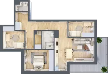 4 pokoje, mieszkanie 77,12 m², piętro 1, oferta nr B1.04, Osiedle Kwiatowe, Mysłowice, ul. Kwiatowa