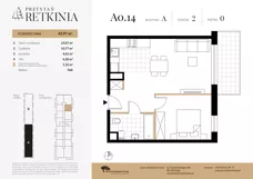 2 pokoje, mieszkanie 43,97 m², parter, oferta nr A.0.14, Przystań Retkinia, Łódź, Polesie, Lublinek-Pienista, ul. Pienista 55
