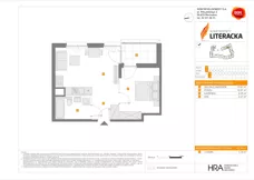2 pokoje, mieszkanie 42,24 m², piętro 1, oferta nr E/1, Apartamenty Literacka bud. E i F, Warszawa, Bielany, Piaski, ul. Literacka