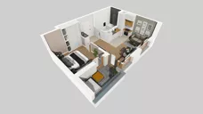 2 pokoje, mieszkanie 42,24 m², piętro 1, oferta nr E/1, Apartamenty Literacka bud. E i F, Warszawa, Bielany, Piaski, ul. Literacka