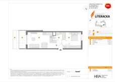 2 pokoje, mieszkanie 42,24 m², piętro 1, oferta nr E/1, Apartamenty Literacka bud. E i F, Warszawa, Bielany, Piaski, ul. Literacka