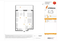 2 pokoje, mieszkanie 39,23 m², piętro 1, oferta nr E/181, Apartamenty Literacka bud. E i F, Warszawa, Bielany, Piaski, ul. Literacka