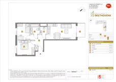 3 pokoje, mieszkanie 57,60 m², piętro 5, oferta nr B/87, Apartamenty Beethovena, Warszawa, Mokotów, Sielce, ul. Dziekońskiego 4