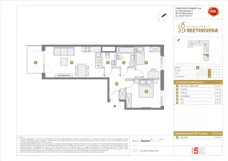 3 pokoje, mieszkanie 57,52 m², piętro 4, oferta nr B/108, Apartamenty Beethovena, Warszawa, Mokotów, Sielce, ul. Dziekońskiego 4