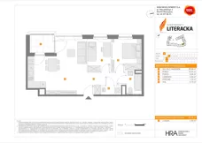 3 pokoje, mieszkanie 58,28 m², piętro 1, oferta nr E/84, Apartamenty Literacka bud. E i F, Warszawa, Bielany, Piaski, ul. Literacka
