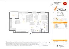 3 pokoje, mieszkanie 58,60 m², piętro 6, oferta nr E/119, Apartamenty Literacka bud. E i F, Warszawa, Bielany, Piaski, ul. Literacka