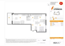 3 pokoje, mieszkanie 59,76 m², piętro 1, oferta nr E/154, Apartamenty Literacka bud. E i F, Warszawa, Bielany, Piaski, ul. Literacka