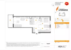 3 pokoje, mieszkanie 55,00 m², piętro 6, oferta nr E/202, Apartamenty Literacka bud. E i F, Warszawa, Bielany, Piaski, ul. Literacka