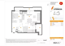 3 pokoje, mieszkanie 51,56 m², piętro 1, oferta nr F/5, Apartamenty Literacka bud. E i F, Warszawa, Bielany, Piaski, ul. Literacka