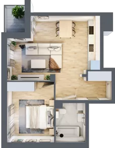 2 pokoje, mieszkanie 42,79 m², piętro 2, oferta nr B/16, Osobowicka 114, Wrocław, Osobowice-Rędzin, Fabryczna, ul. Osobowicka 114