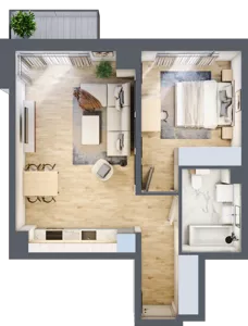 2 pokoje, mieszkanie 47,89 m², piętro 1, oferta nr B/12, Osobowicka 114, Wrocław, Osobowice-Rędzin, Fabryczna, ul. Osobowicka 114