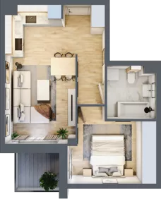 2 pokoje, mieszkanie 40,32 m², piętro 1, oferta nr B/8, Osobowicka 114, Wrocław, Osobowice-Rędzin, Fabryczna, ul. Osobowicka 114
