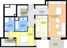 3 pokoje, apartament 76,52 m², piętro 1, oferta nr A/46, Apartamenty Nad Rzeką, Wrocław, Stare Miasto, ul. Michalczyka 3