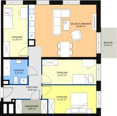 4 pokoje, apartament 86,30 m², piętro 1, oferta nr A/55, Apartamenty Nad Rzeką, Wrocław, Stare Miasto, ul. Michalczyka 3