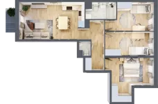 4 pokoje, mieszkanie 71,60 m², piętro 4, oferta nr B/72, Osiedle Międzyleska, Wrocław, Tarnogaj, Krzyki, ul. Międzyleska 6b