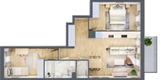3 pokoje, mieszkanie 59,76 m², piętro 1, oferta nr B/78, Osiedle Międzyleska, Wrocław, Tarnogaj, Krzyki, ul. Międzyleska 6b