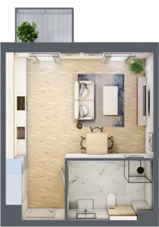 1 pokój, apartament 34,31 m², piętro 1, oferta nr A/5, Apartamenty Park Matecznego, Kraków, Podgórze, Mateczny, ul. Rydlówka 5