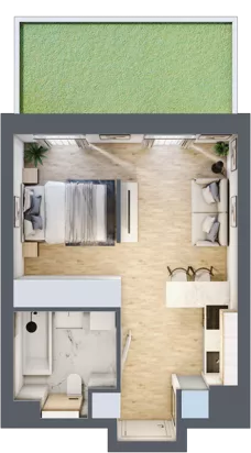 1 pokój, apartament 29,73 m², parter, oferta nr B/2, Apartamenty Park Matecznego, Kraków, Podgórze, Mateczny, ul. Rydlówka 5