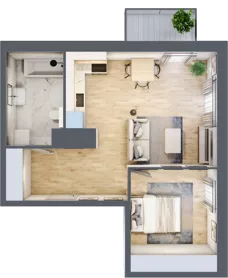 2 pokoje, apartament 45,18 m², piętro 1, oferta nr B/73, Apartamenty Park Matecznego, Kraków, Podgórze, Mateczny, ul. Rydlówka 5