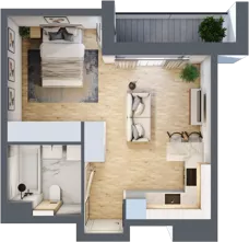 1 pokój, apartament 32,52 m², piętro 1, oferta nr C/27, Apartamenty Park Matecznego, Kraków, Podgórze, Mateczny, ul. Rydlówka 5